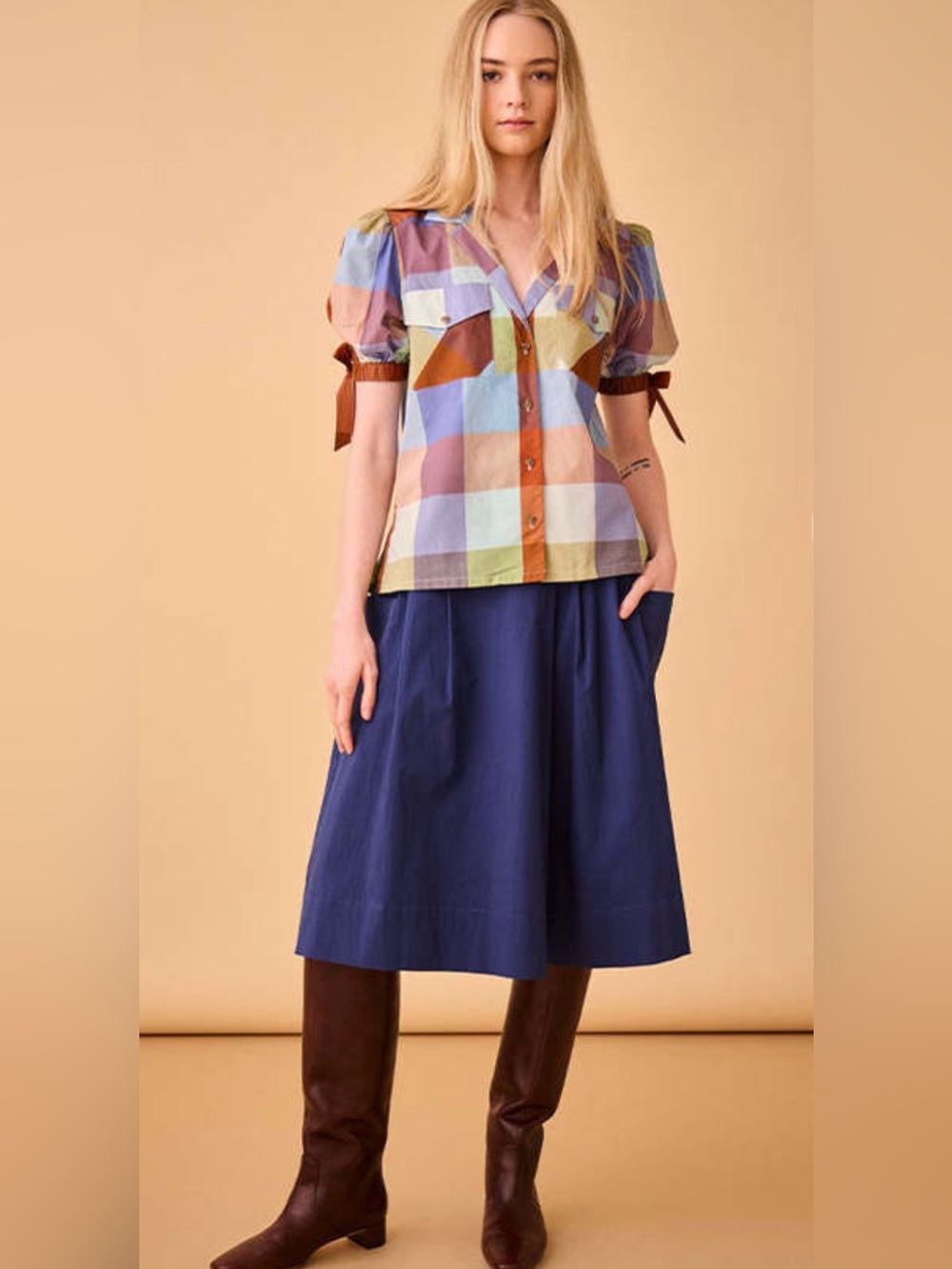 Hunter Bell Landon Plaid Top Tetbury Multicolor Size Small